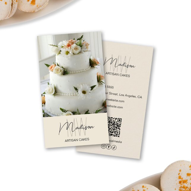 Monogram Logo Bakery Cake Beige Business Card (Monogram Logo Bakery Cake Beige Business Card)