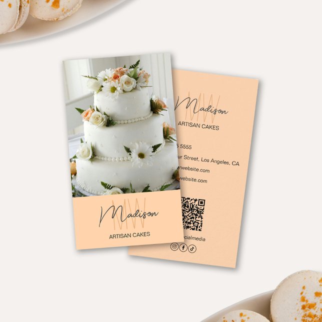 Monogram Logo Bakery Cake Business Card (Monogram Logo Bakery Cake Business Card)