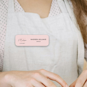 Monogram Logo Bakery Pink Name Tag