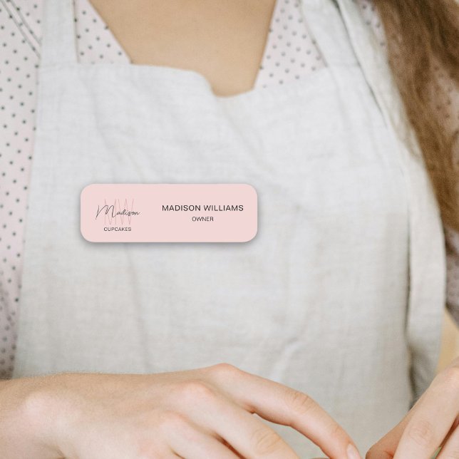 Monogram Logo Bakery Pink Name Tag (Monogram Logo Bakery Pink Name Tag)