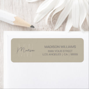 Monogram Logo Beige Modern Minimal Return Address