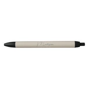 Monogram Logo Beige Modern Minimalist Black Ink Pen