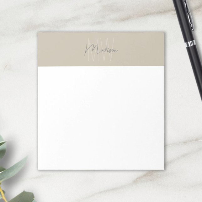 Monogram Logo Beige Modern Minimalist Notepad (Monogram Logo Beige Modern Minimalist Notepad)
