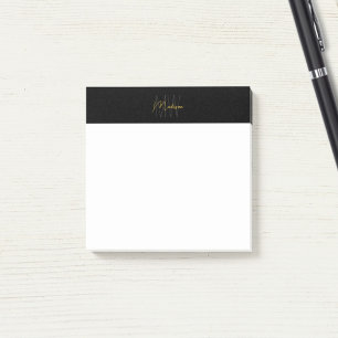 Monogram Logo Black and Gold Modern Minimalist Post-it Notes