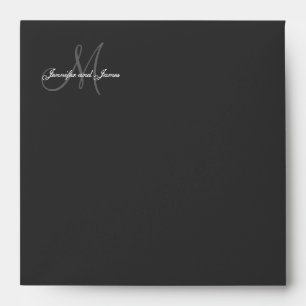 Monogram Logo Black Wedding Invitation Envelope