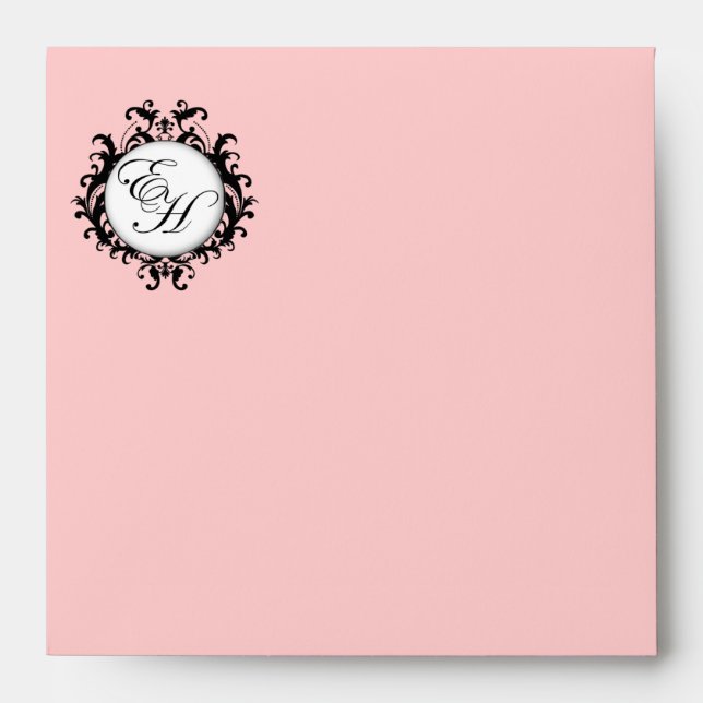 Monogram Logo Black Wedding Invitation Envelope (Front)