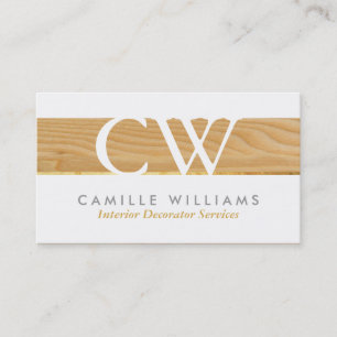 MONOGRAM LOGO cool rustic wood grain look grey Business Card