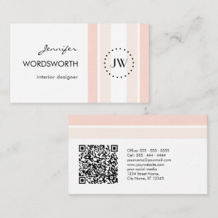 Monogram Logo Coral Pastel Professional QR Code Business Card