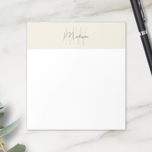 Monogram Logo Cream Modern Minimalist Notepad (Monogram Logo Cream Modern Minimalist Notepad)