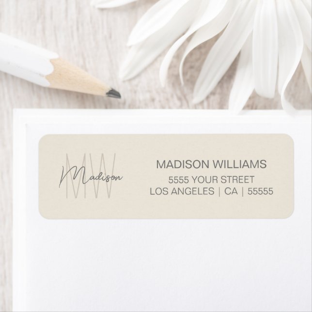 Monogram Logo Cream Modern Return Address (Insitu)