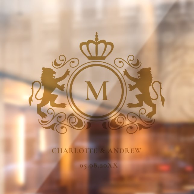 Monogram Logo, Crest, Lion, Wedding Window Cling (Sheet 2)