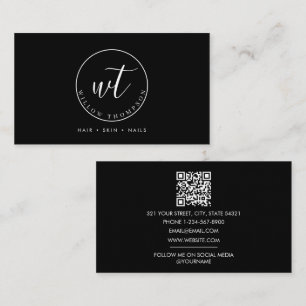 Monogram Logo Minimalist Black White Template Business Card