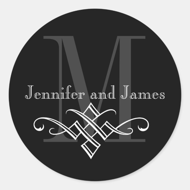 Monogram Logo Names Wedding Stickers (Front)