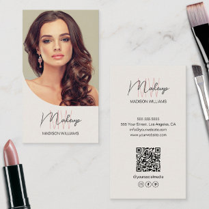 Monogram Logo Photo Makeup Artist Tan Business Card