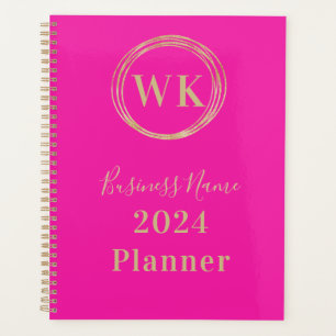 Monogram Logo Pink Gold Business 2024 Planner