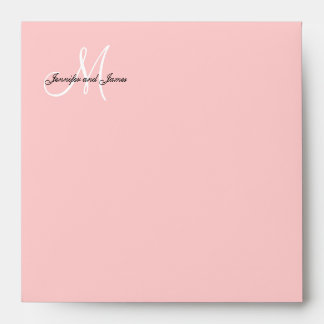 Monogram Logo Pink Wedding Invitation Envelope
