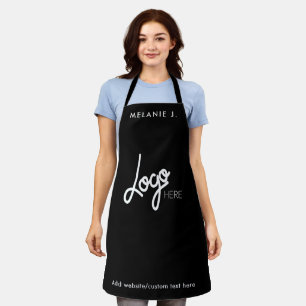 Monogram Logo Professional Business Black Apron