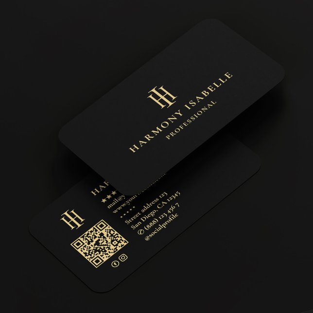 Monogram Logo Professional Elegant Black Law Firm Business Card (HI Monogram Logo Professional Elegant Black Business Card
)