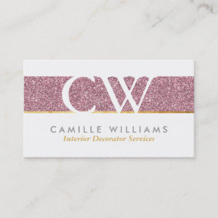 MONOGRAM LOGO smart glamourous bold glitter pink Business Card