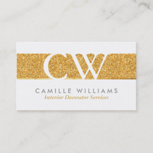MONOGRAM LOGO smart glamourous gold foil glitter Business Card