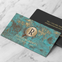 Monogram Logo Vintage Gold Turquoise & Teal