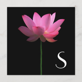 Monogram; Lotus Flower Wedding Invitation