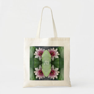 Monogram Lotus Flowers Personalized Tote Bag