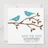 Monogram Love Birds Wedding Save the Date