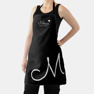 Monogram Love Black and White Apron