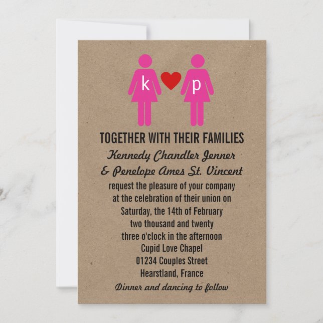 Monogram Love Couple Wedding Invitations (Front)