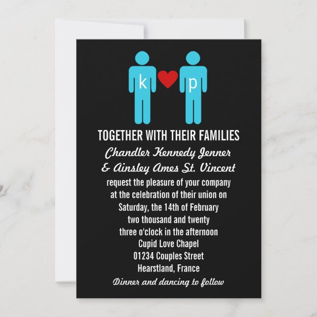 Monogram Love Couple Wedding Invitations (Front)