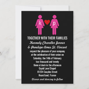 Monogram Love Couple Wedding Invitations