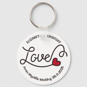 Monogram Love Modern Typography Art Red Heart Key Ring