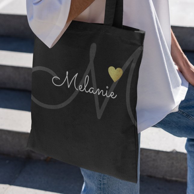 Monogram Love Tote Bag (front: stylish monogram)