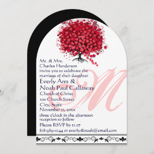 Monogram Love Tree Square Wedding Invitation
