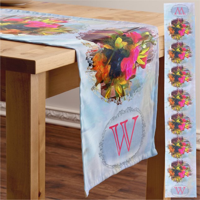 Monogram Love's Flowers PM0001 Long Table Runner (Creator Uploaded)