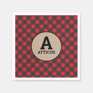 Monogram Lumberjack Buffalo Plaid Napkin