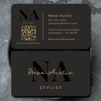Monogram Luxe Trendy Aesthetic Gold Black QR Code