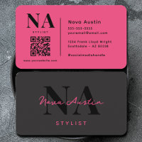 Monogram Luxe Trendy Aesthetic Hot Pink QR Code