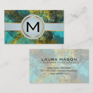 Monogram Luxury Gold Artistic Texture Paint Business Card
