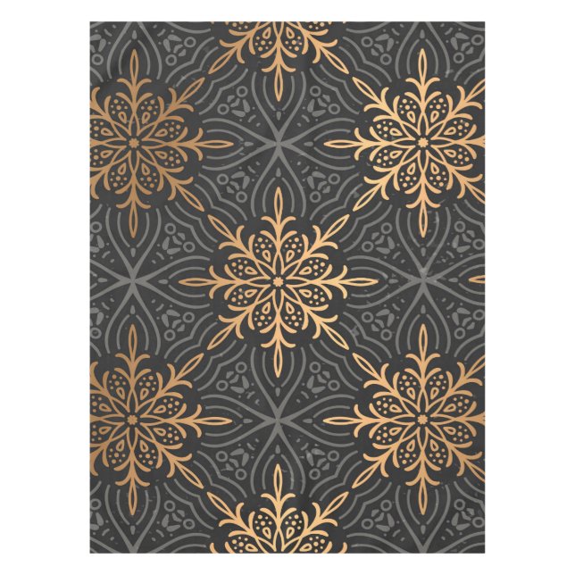 Monogram Luxury gold mandala  Pattern Tablecloth (Front)