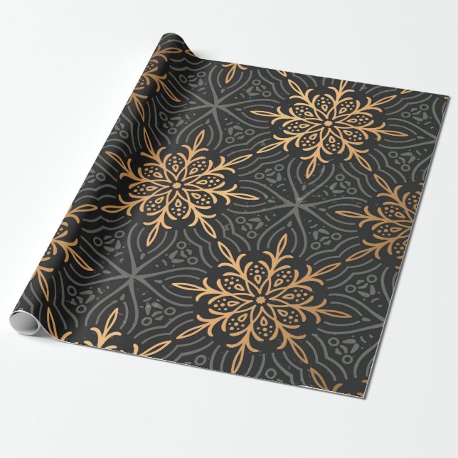 Monogram Luxury gold mandala  Pattern Wrapping Paper (Unrolled)