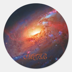 Monogram, M106 Spiral Galaxy, Canes Venatici Classic Round Sticker