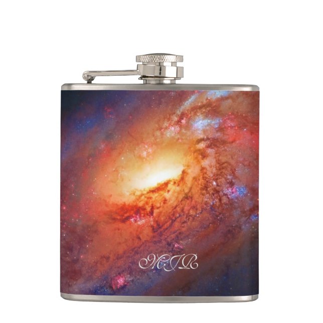 Monogram, M106 Spiral Galaxy, Canes Venatici Hip Flask (Front)