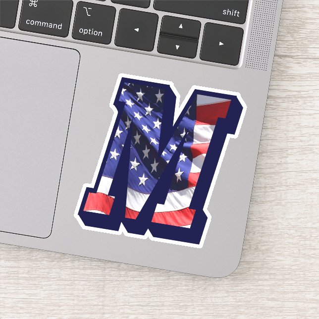 Monogram M American Flag Letter M Initial USA (Detail)