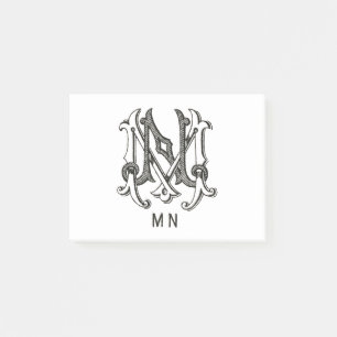 Monogram M and N, Initial M and N, Couple Gifts Post-it Notes