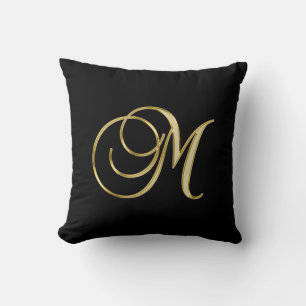 Monogram M, elegant script, Cushion