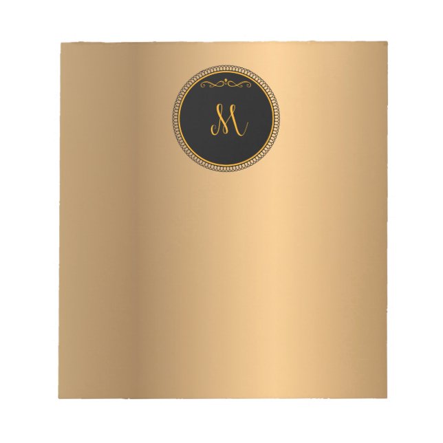 Monogram M, gold and black, Notepad (Front)