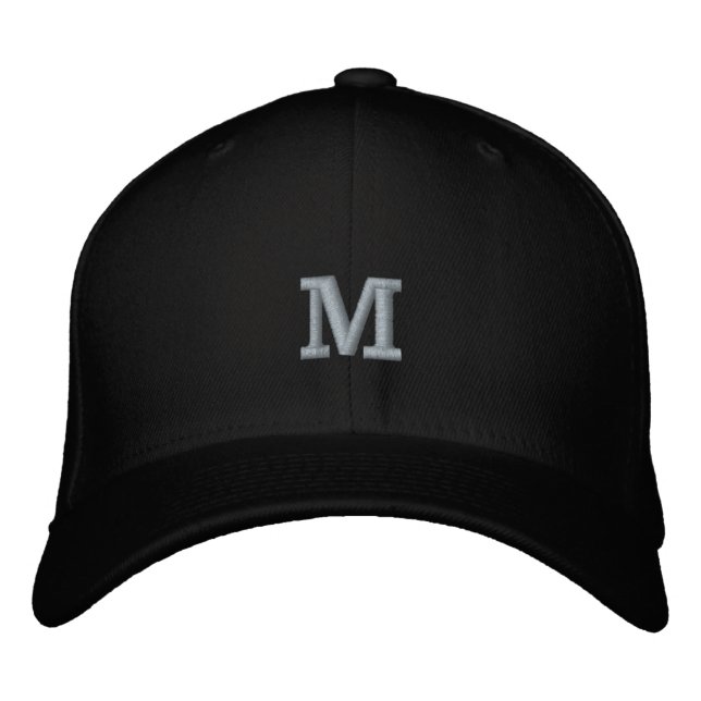 Monogram M Initial Letter Flexfit Wool  Embroidered Hat (Front)