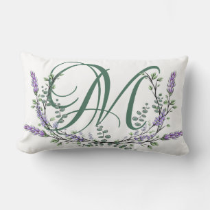 Monogram M Lavender Eucalyptus Lumbar Cushion